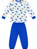 Erkek Çocuk Premium Penye Dinozor Desenli Uzun Kollu Pijama Takımı 2-11 Yaş - Mavi
