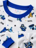 Erkek Çocuk Premium Penye Dinozor Desenli Uzun Kollu Pijama Takımı 2-11 Yaş - Mavi
