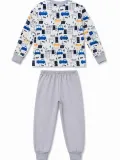 Erkek Çocuk Premium Penye Uzun Kollu Desenli Pijama Takımı 2-11 Yaş - Gri