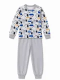 Erkek Çocuk Premium Penye Uzun Kollu Desenli Pijama Takımı 2-11 Yaş - Gri