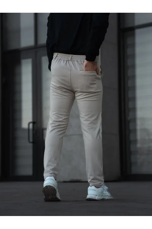 Erkek Diagonel Mikro dokulu Cepli Pantolon - Gri