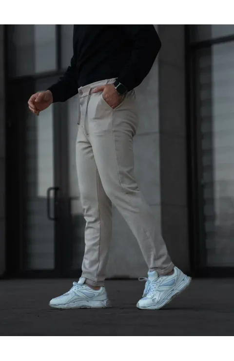 Erkek Diagonel Mikro dokulu Cepli Pantolon - Gri