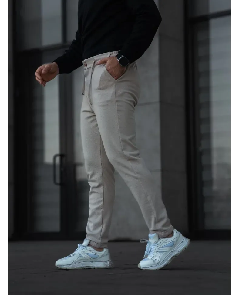 Erkek Diagonel Mikro dokulu Cepli Pantolon - Gri