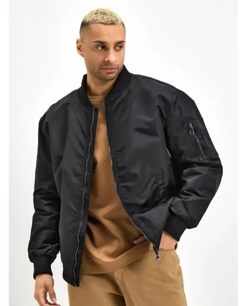 ERKEK Siyah Bomber Mont Su İtici Kapitone Astarlı Fermuarlı Kullanıma Uygun Ceket - Siyah