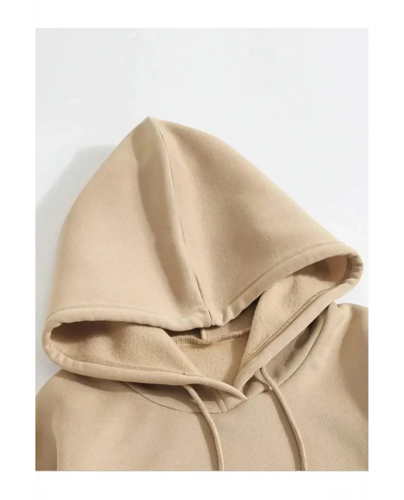 Erkek Düz Kapüşonlu Sweat - Bej