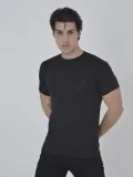 Erkek File Cepli Slim fit T-shirt - Siyah