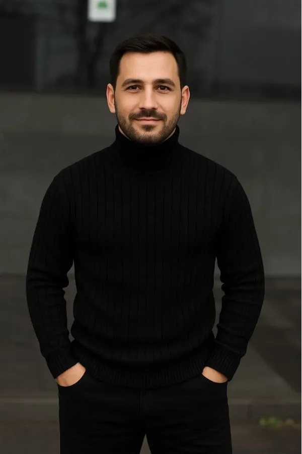 Erkek Fitilli Triko Kazak 3'lÜ Set Bej Haki Siyah Regular Balıkcı Yaka Tam Boğazlı Triko