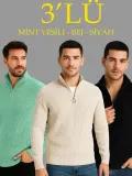 Erkek Fitilli Triko Kazak 3’lü Set Mint Yeşili Siyah Bej Kalın Dokuma Pamuklu Regular Fit Somersan Giyim | Kadın, Erkek ve Çocuk Moda