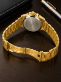 Erkek Gold Renk Metal Kordon Analog Kol Saati Beyaz Kadran Takvim Göstergeli