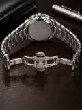 Erkek Gümüş Metal Kordon Analog Kol Saati Yeşil Kadran Takvim Göstergeli - Gümüş