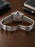 Erkek Gümüş Renk Metal Kordon Analog Kol Saati 24 Saat Takvim Göstergeli Gri Kadran - Gümüş