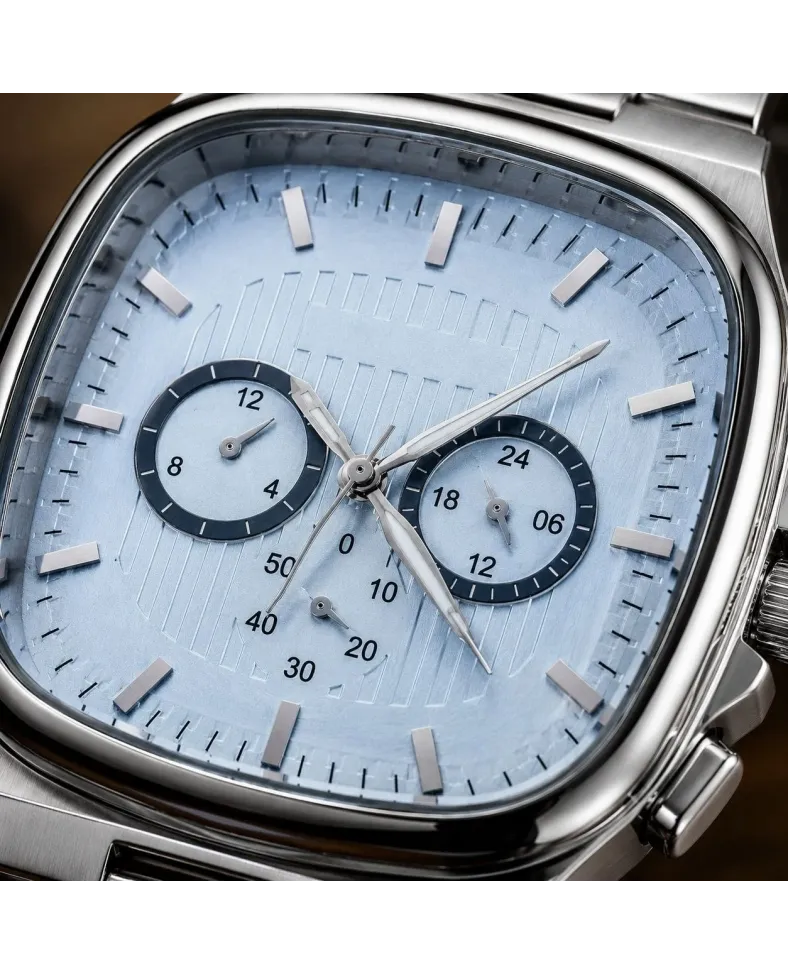 Erkek Gümüş Renk Metal Kordon Analog Kol Saati Çok Fonksiyonlu Beyaz Kadran - Gümüş