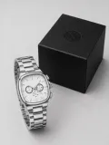 Erkek Gümüş Renk Metal Kordon Analog Kol Saati Çok Fonksiyonlu Beyaz Kadran - Gümüş