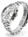 Erkek Gümüş Renk Metal Kordon Analog Kol Saati Takvim Göstergeli Beyaz Kadran - Gümüş