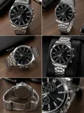 Erkek Gümüş Renk Metal Kordon Analog Kol Saati Takvim Göstergeli Siyah Kadran - Gümüş
