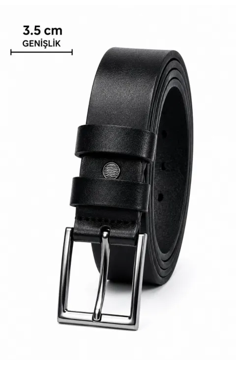 Erkek Hakiki Deri 3.5 cm Klasik Kemer Metal Tokalı Günlük ve Klasik Kullanım