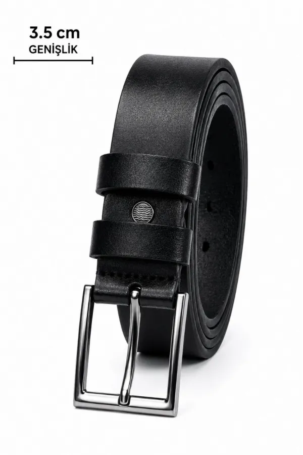 Erkek Hakiki Deri 3.5 cm Klasik Kemer Metal Tokalı Günlük ve Klasik Kullanım