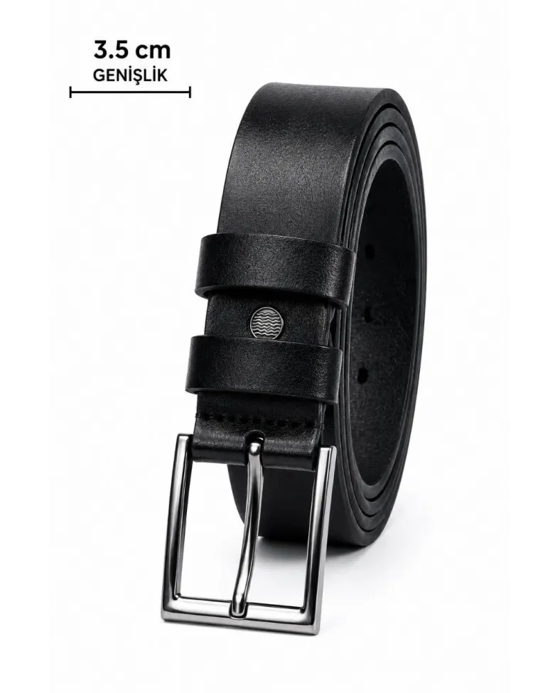 Erkek Hakiki Deri 3.5 cm Klasik Kemer Metal Tokalı Günlük ve Klasik Kullanım