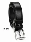 Erkek Hakiki Deri 4.5 cm Klasik ve Kot Pantolon Kemeri Metal Tokalı Siyah