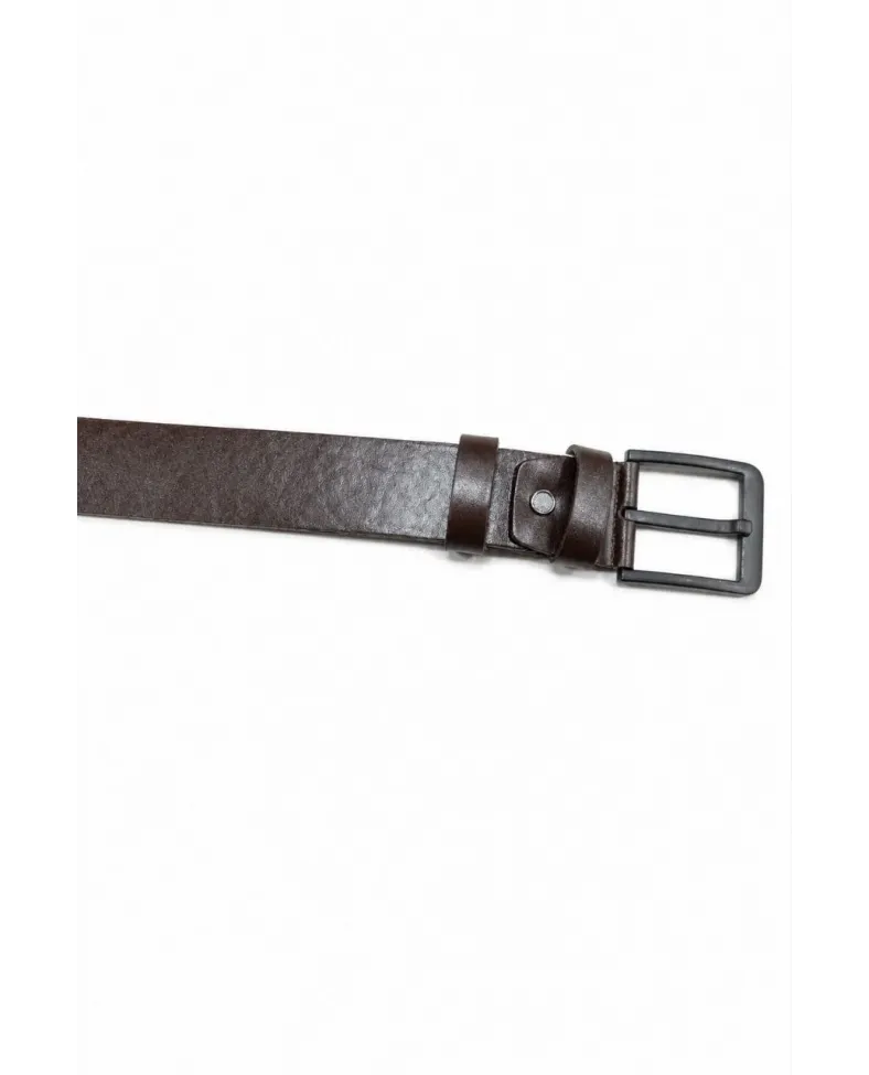 Erkek Hakiki Deri 4.5 cm Kot ve Kumaş Pantolon Kemeri Metal Tokalı Kahverengi