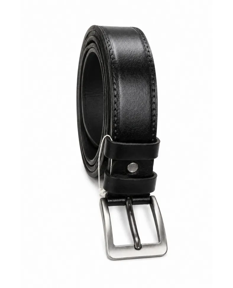 Erkek Hakiki Deri 4.5 cm Klasik ve Kot Pantolon Kemeri Metal Tokalı Siyah