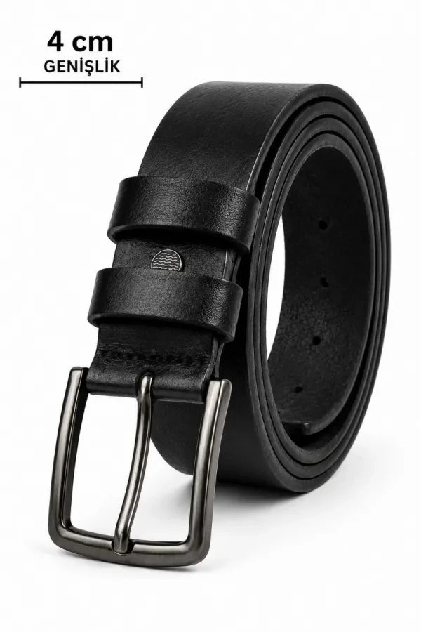 Erkek Hakiki Deri 4 cm Klasik Kemer Metal Tokalı Günlük ve Klasik Kullanım