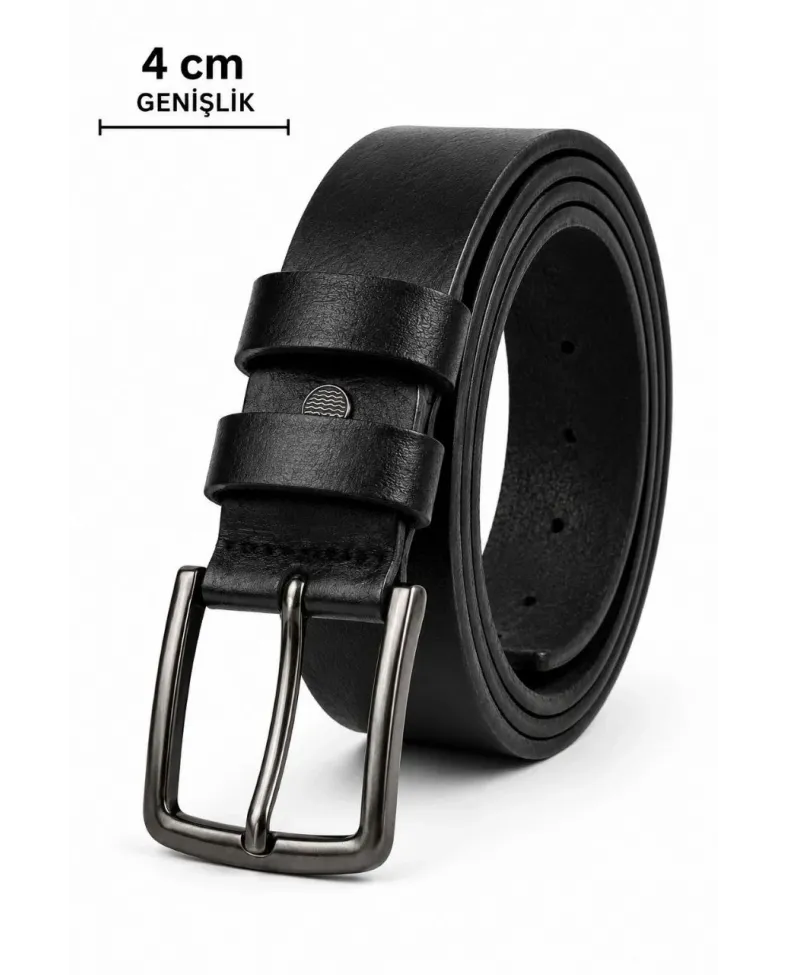 Erkek Hakiki Deri 4 cm Klasik Kemer Metal Tokalı Günlük ve Klasik Kullanım