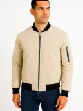 Erkek Bomber Mont Ceket Fermuarlı Kapitone İçi Astarlı Su İtici Regular Fit Uzun - Bej