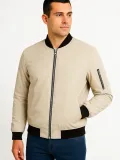 Erkek Bomber Mont Ceket Fermuarlı Kapitone İçi Astarlı Su İtici Regular Fit Uzun - Bej