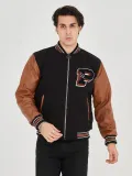 Erkek İçten Elyaf ve Astarlı Kolları Suni Deri Ceket - Kahverengi