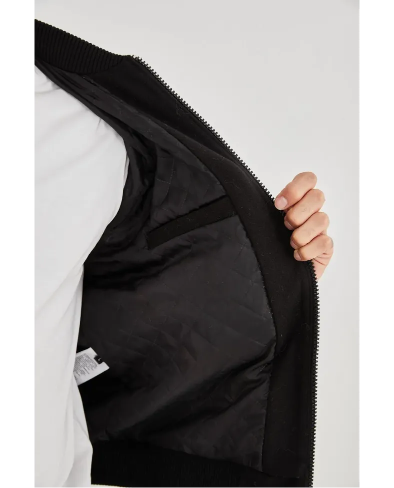 Erkek İçten Elyaf ve Astarlı Kolları Suni Deri Ceket - Kahverengi