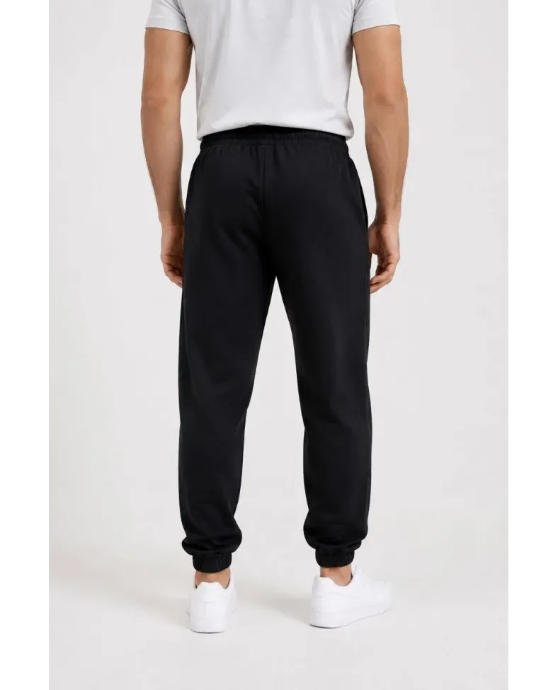 Erkek İki İplik Beli Lastikli Bağcıklı Regular Fit Jogger Eşofman Altı - Siyah