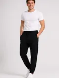 Erkek İki İplik Beli Lastikli Bağcıklı Regular Fit Jogger Eşofman Altı - Siyah
