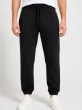 Erkek İki İplik Beli Lastikli Bağcıklı Regular Fit Jogger Eşofman Altı - Siyah