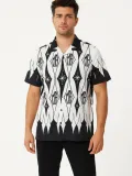 Erkek İki İplik Kumaş Dijital Baskılı Gömlek - Siyah