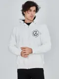 Erkek 3 İplik Pamuklu Fermuarlı Kapüşonlu Kanguru Cepli Baskılı Hoodie Hırka Sweatshirt - Beyaz Somersan Giyim | Kadın, Erkek ve Çocuk Moda