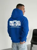 Erkek Baskılı Kapüşonlu Cepli Hoodie 3 İplik Pamuklu Sweatshirt - Saks Mavisi Somersan Giyim | Kadın, Erkek ve Çocuk Moda