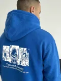 Erkek Baskılı Kapüşonlu Cepli Hoodie 3 İplik Pamuklu Sweatshirt - Saks Mavisi Somersan Giyim | Kadın, Erkek ve Çocuk Moda