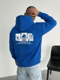 Erkek Baskılı Kapüşonlu Cepli Hoodie 3 İplik Pamuklu Sweatshirt - Saks Mavisi Somersan Giyim | Kadın, Erkek ve Çocuk Moda