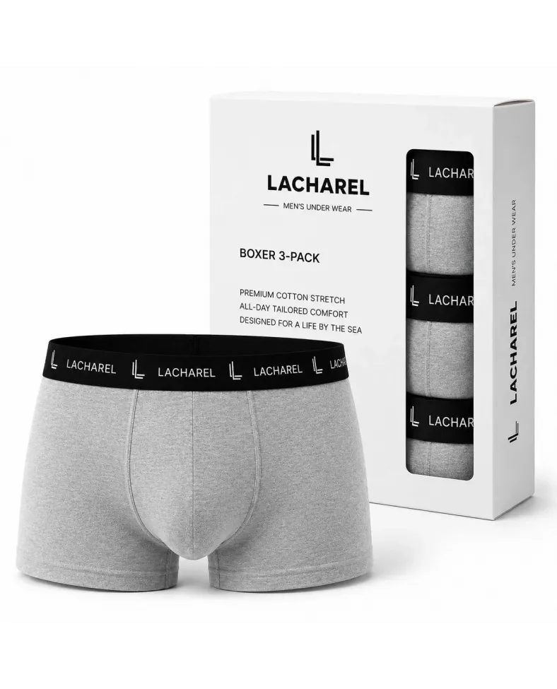 Erkek Likralı Pamuklu Nefes Alan Penye Boxer3'Lü Paket - Siyah & Gri & Lacivert