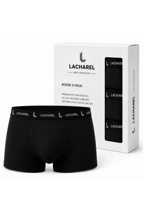 Erkek Likralı Pamuklu Nefes Alan Penye Boxer3'Lü Paket - Siyah & Gri & Lacivert