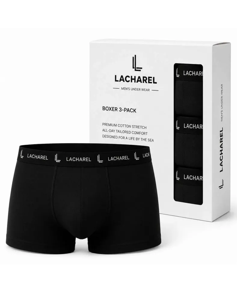 Erkek Likralı Pamuklu Nefes Alan Penye Boxer3'Lü Paket - Siyah & Gri & Lacivert