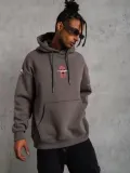 Erkek Maske Baskılı Kapüşonlu Sweat - Gri
