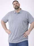Erkek Polo Yaka Düğmeli Pike Kumaş Tişört Battal Beden Kısa Kol T-Shirt - Gri