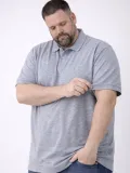 Erkek Polo Yaka Düğmeli Pike Kumaş Tişört Battal Beden Kısa Kol T-Shirt - Gri