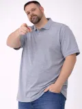 Erkek Polo Yaka Düğmeli Pike Kumaş Tişört Battal Beden Kısa Kol T-Shirt - Gri