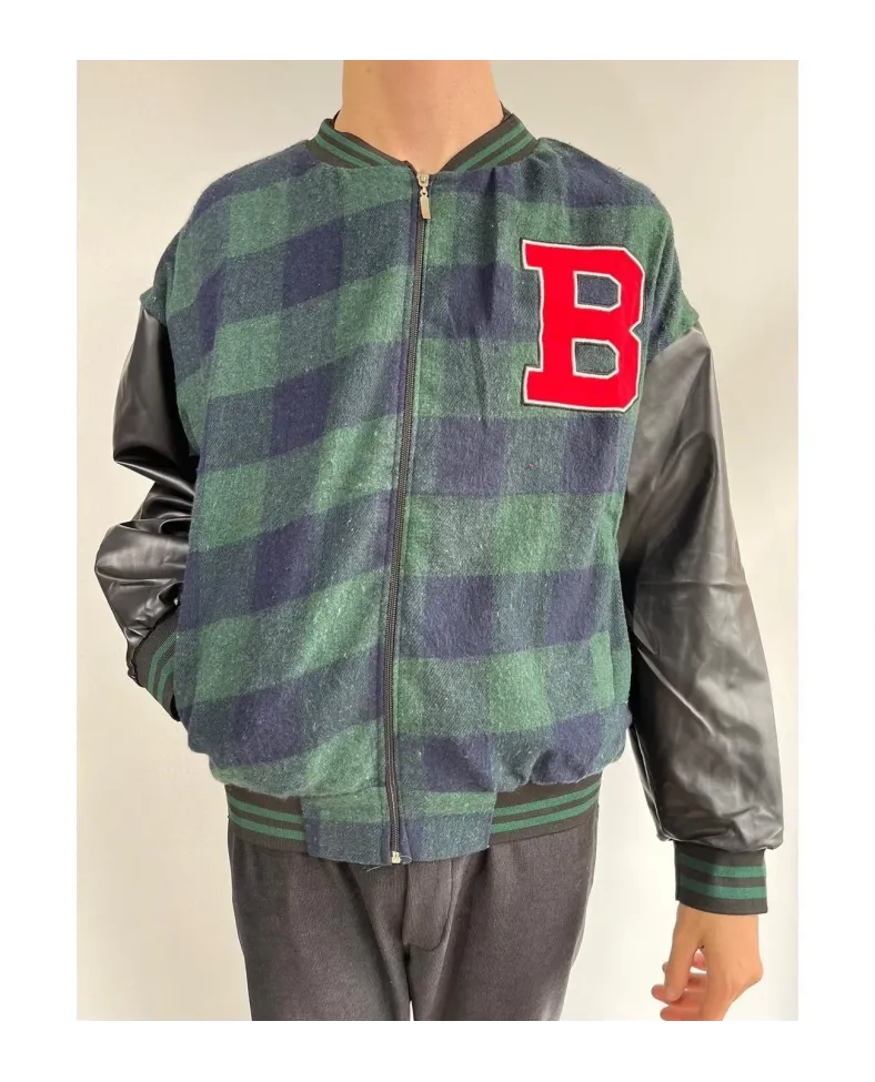 Erkek Pötikare Desen Nakışlı Kolej Ceket - Haki