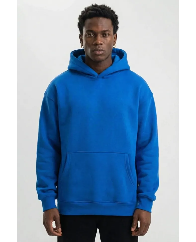 Erkek Baskılı Kapüşonlu Cepli Hoodie 3 İplik Pamuklu Sweatshirt - Saks Mavisi Somersan Giyim | Kadın, Erkek ve Çocuk Moda