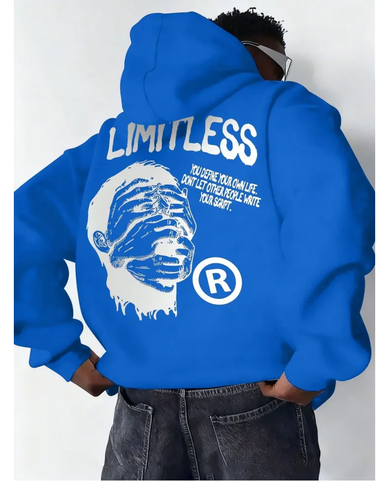 Erkek Baskılı Kapüşonlu Cepli Hoodie 3 İplik Pamuklu Sweatshirt - Saks Mavisi Somersan Giyim | Kadın, Erkek ve Çocuk Moda