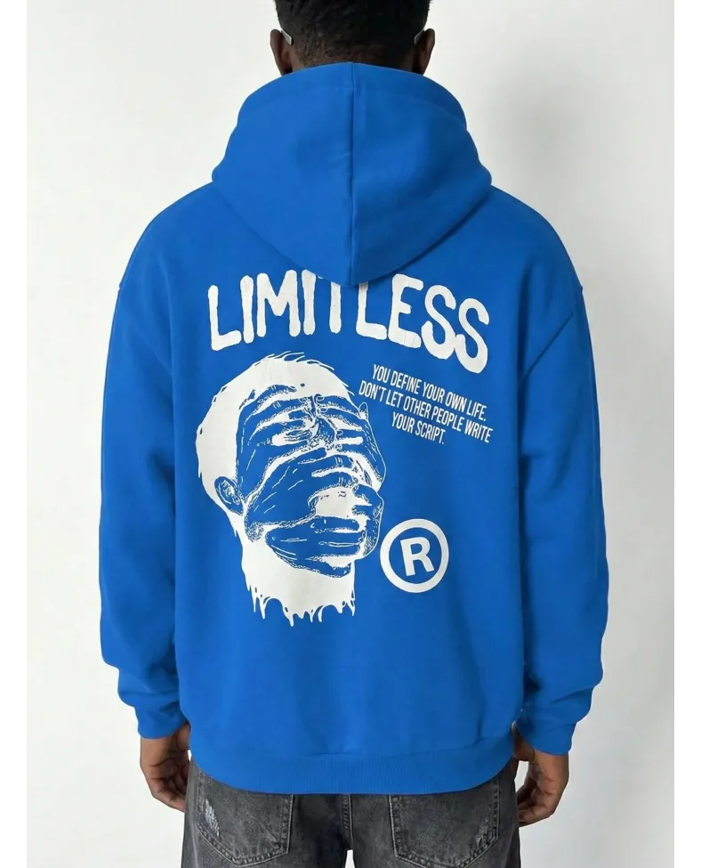 Erkek Baskılı Kapüşonlu Cepli Hoodie 3 İplik Pamuklu Sweatshirt - Saks Mavisi Somersan Giyim | Kadın, Erkek ve Çocuk Moda